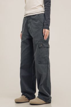 Vintage Gray Lumberjack Overalls for Men and Women - Casual Straight Loose Slightly Flared Pants - 90s American Style