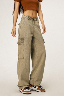 Vintage Gray Lumberjack Overalls for Men and Women - Casual Straight Loose Slightly Flared Pants - 90s American Style