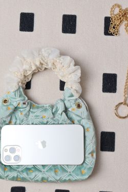 Vintage Green Mini Lace Handbag - Artistic Textured Crossbody Bag for Summer - Cute Niche Design