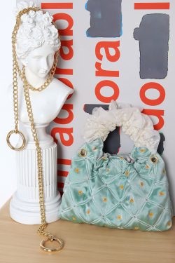 Vintage Green Mini Lace Handbag - Artistic Textured Crossbody Bag for Summer - Cute Niche Design