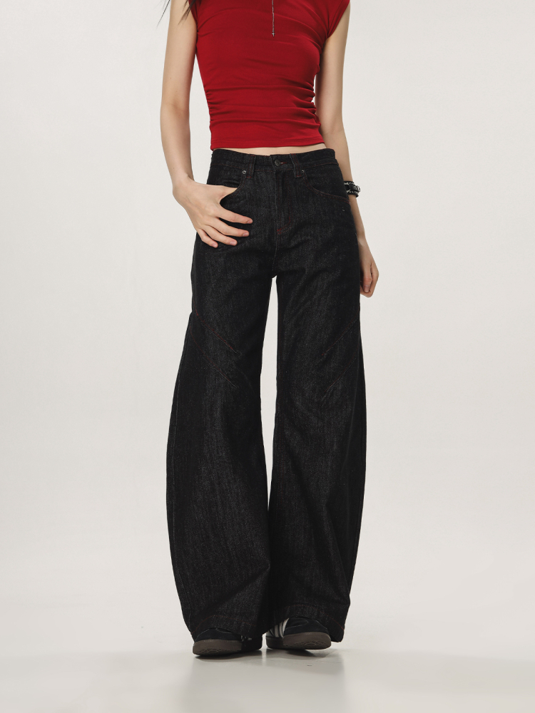 Vintage High Street Casual Loose Straight Leg Flared Wide-Leg Jeans for Men and Women - 90s Inspired Denim Pants Vintage High Street Casual Loose Straight Leg Flared Wide-Leg Jeans for Men and Women - 90s Inspired Denim Pants