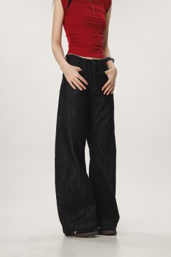 Vintage High Street Casual Loose Straight Leg Flared Wide-Leg Jeans for Men and Women - 90s Inspired Denim Pants