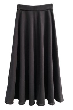 Vintage High-Waisted Black Flared Skirt for Women, Ankle-Length Slimming Design, Perfect for Spring and Summer 2025