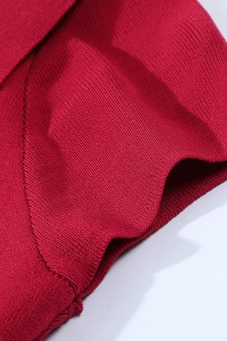 Vintage Hong Kong Style Red Knitted Short Sleeve Polo Shirt for Women - Summer Flutter Sleeve Top, Age-Reducing Fashion
