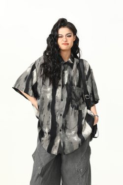 Vintage Ink Wash Tie-Dye Short Sleeve Shirt for Men and Women - Trendy Summer Streetwear, 90s Style Personality Tee