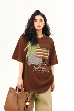 Vintage-Inspired American Patch Design Short Sleeve T-Shirt for Women - Trendy Summer Versatile Top