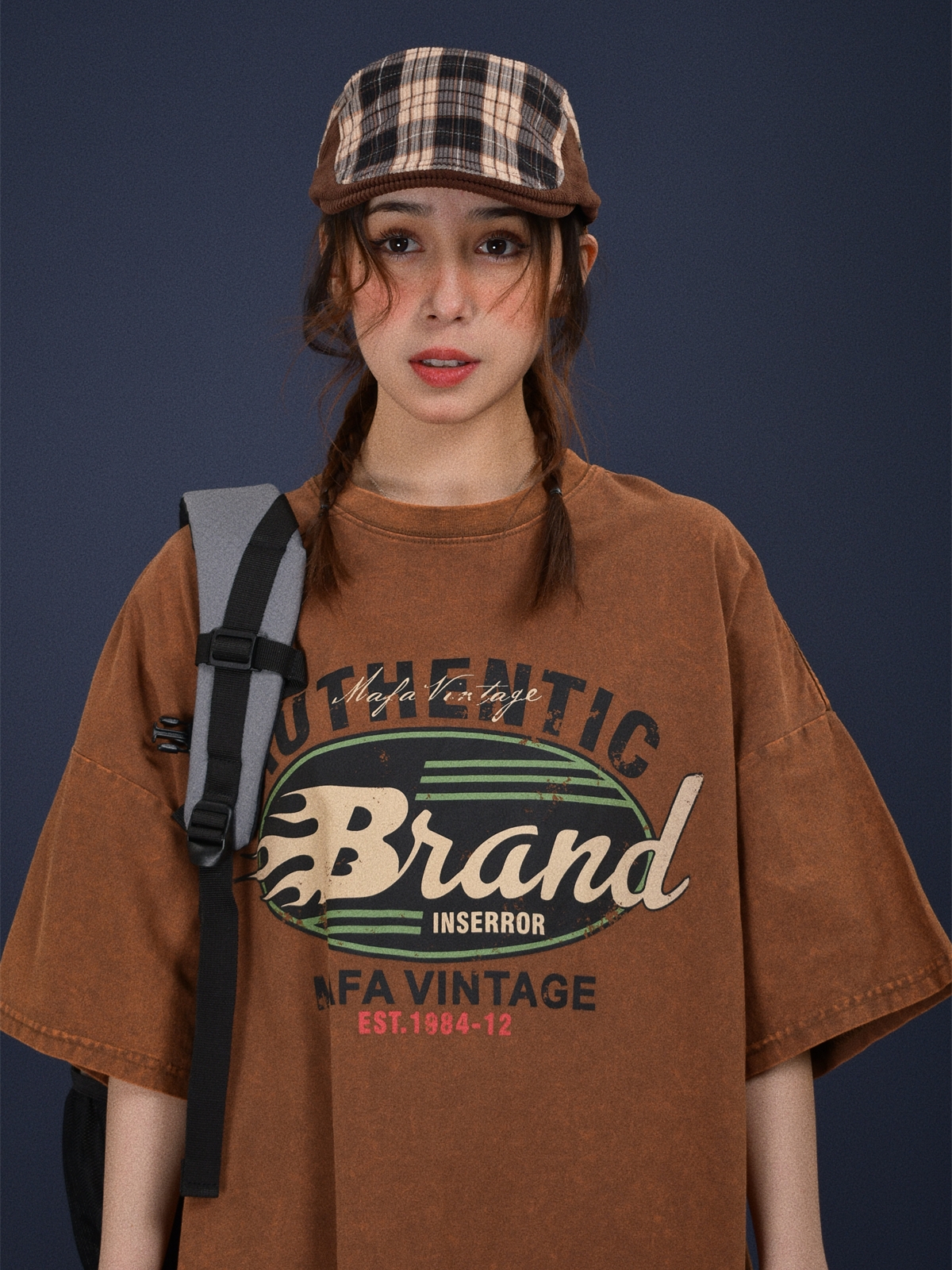 Vintage-Inspired Distressed Letter Print Short Sleeve T-Shirt for Women - Loose-Fit Summer Casual Top Vintage-Inspired Distressed Letter Print Short Sleeve T-Shirt for Women - Loose-Fit Summer Casual Top