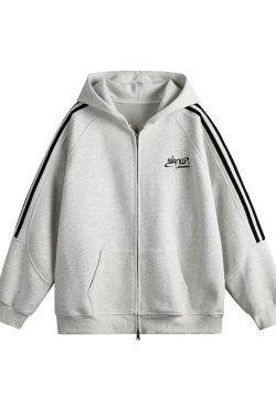 Vintage-Inspired Hooded Cardigan Sweatshirt for Couples - Unisex Loose Fit Zipper Jacket in Nostalgic Sports Style for Back to School