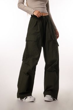 Vintage-Inspired Loose Pleated Cargo Pants for Women - 2025 Multi-Pocket Wide-Leg Trousers, Retro Style, Casual Fashion