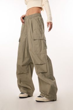 Vintage-Inspired Loose Pleated Cargo Pants for Women - 2025 Multi-Pocket Wide-Leg Trousers, Retro Style, Casual Fashion