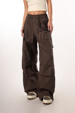 Vintage-Inspired Loose Pleated Cargo Pants for Women - 2025 Multi-Pocket Wide-Leg Trousers, Retro Style, Casual Fashion