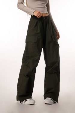 Vintage-Inspired Loose Pleated Cargo Pants for Women - 2025 Multi-Pocket Wide-Leg Trousers, Retro Style, Casual Fashion