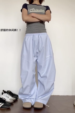 Vintage-Inspired Loose Pleated Jazz Dance Striped Wide-Leg Trousers for Women - Casual Sports Pants in American Style