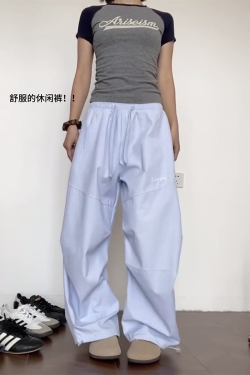 Vintage-Inspired Loose Pleated Jazz Dance Striped Wide-Leg Trousers for Women - Casual Sports Pants in American Style
