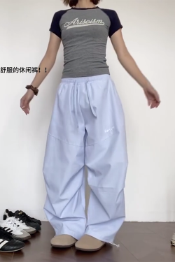 Vintage-Inspired Loose Pleated Jazz Dance Striped Wide-Leg Trousers for Women - Casual Sports Pants in American Style