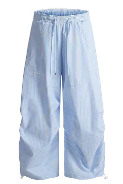 Vintage-Inspired Loose Pleated Jazz Dance Striped Wide-Leg Trousers for Women - Casual Sports Pants in American Style