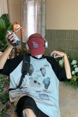 Vintage-Inspired Raglan Short Sleeve T-Shirt for Couples - 2024 Summer High Street Trendy Casual Fashion