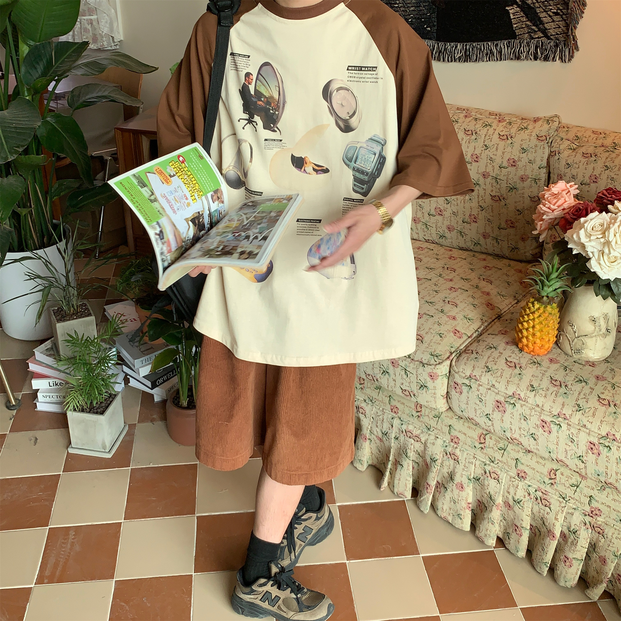 Vintage-Inspired Raglan Short Sleeve T-Shirt for Couples - 2024 Summer High Street Trendy Casual Fashion Vintage-Inspired Raglan Short Sleeve T-Shirt for Couples - 2024 Summer High Street Trendy Casual Fashion