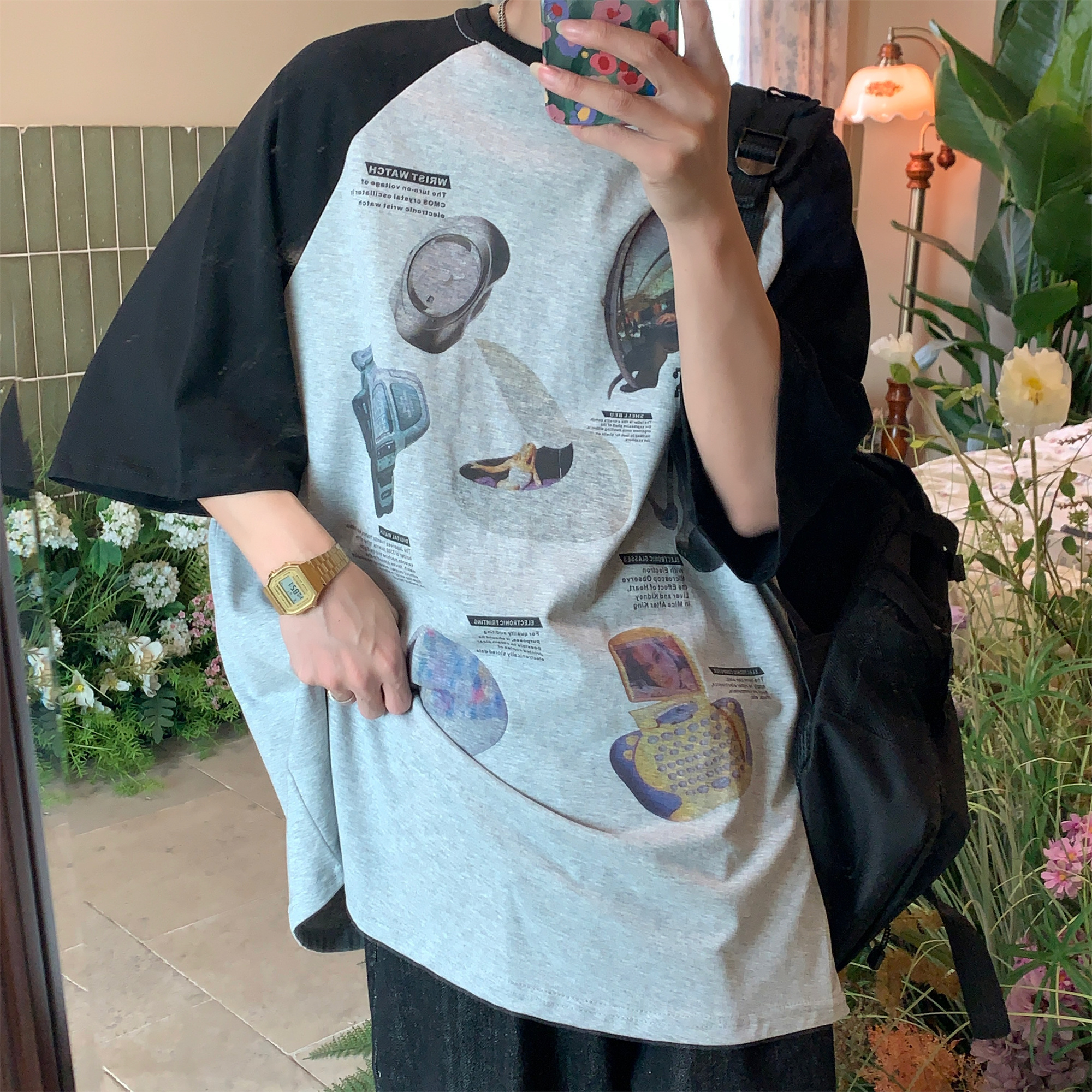 Vintage-Inspired Raglan Short Sleeve T-Shirt for Couples - 2024 Summer High Street Trendy Casual Fashion Vintage-Inspired Raglan Short Sleeve T-Shirt for Couples - 2024 Summer High Street Trendy Casual Fashion