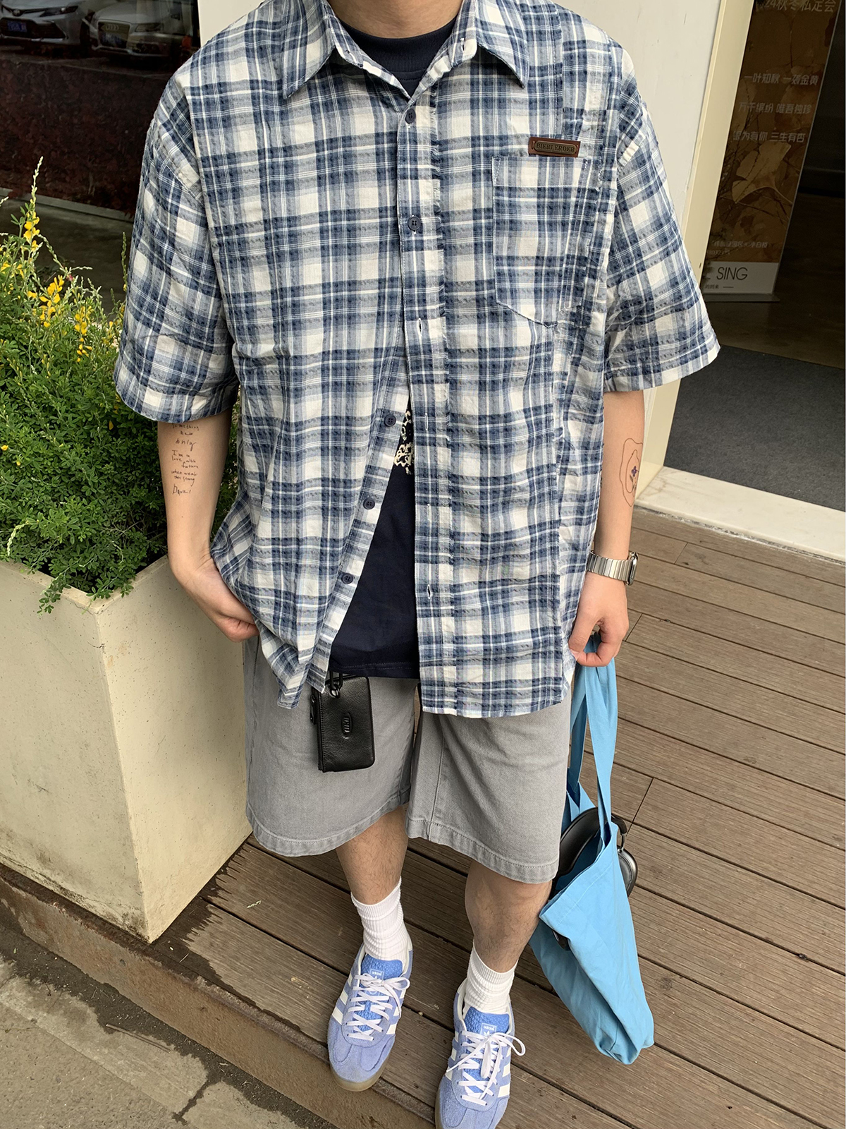 Vintage-Inspired Short Sleeve Plaid Casual Shirt for Men and Women - Loose Fit, Versatile Summer Shirt Jacket for Couples Vintage-Inspired Short Sleeve Plaid Casual Shirt for Men and Women - Loose Fit, Versatile Summer Shirt Jacket for Couples