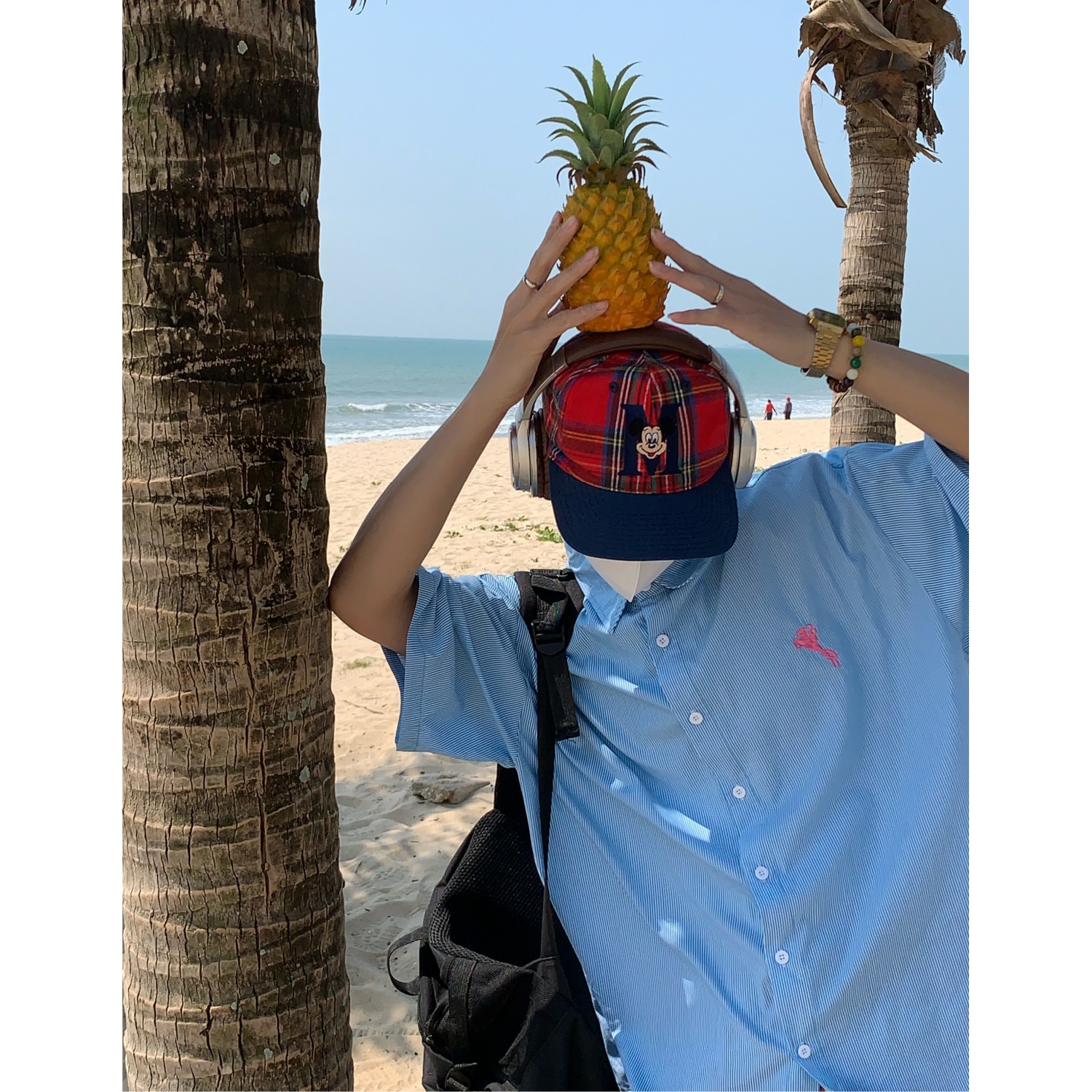 Vintage-Inspired Small Embroidery Vertical Striped Short Sleeve Shirt for Couples - Casual Summer Loose Fit Top Vintage-Inspired Small Embroidery Vertical Striped Short Sleeve Shirt for Couples - Casual Summer Loose Fit Top