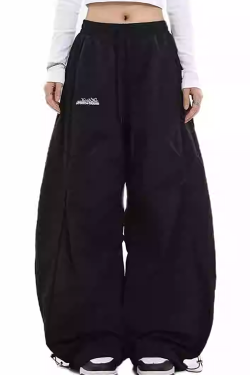 Vintage-Inspired Women's Loose Wide-Leg Work Pants, Pleated Curved Knife Jazz Dance Trousers with Drawstring, Floor-Length Casual Style