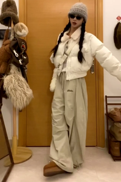 Vintage-Inspired Women's Loose Wide-Leg Work Pants, Pleated Curved Knife Jazz Dance Trousers with Drawstring, Floor-Length Casual Style