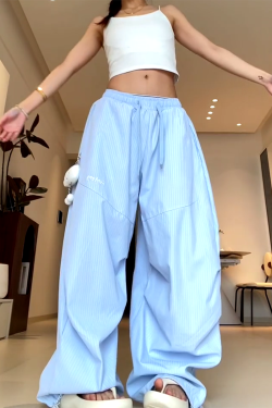 Vintage-Inspired Women's Wide-Leg Jazz Dance Pants, Loose Draped Striped Casual Sports Trousers for Summer Fashion
