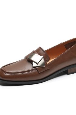 Vintage Italian Chunky-Heeled Square-Toe Slip-On Loafers for Women - Retro Style Footwear
