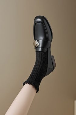 Vintage Italian Chunky-Heeled Square-Toe Slip-On Loafers for Women - Retro Style Footwear