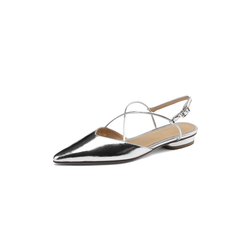 Vintage Italian Leather Mary Jane Flat Sandals for Women, Chunky Heels, Pointed Toe, Retro Style Vintage Italian Leather Mary Jane Flat Sandals for Women, Chunky Heels, Pointed Toe, Retro Style