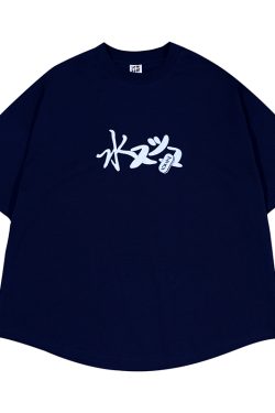 Vintage Japanese Style Printed Short-Sleeve T-Shirt for Men, Loose Fit Heavyweight Summer Top