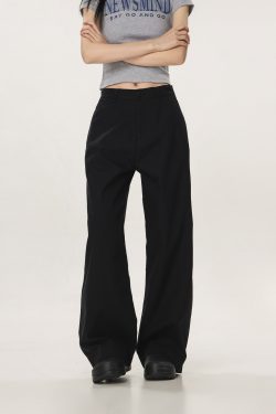 Vintage Khaki Casual Pants for Men and Women - Summer Loose Straight Leg Slightly Flared Wide-Leg Trousers, Versatile 90s Style