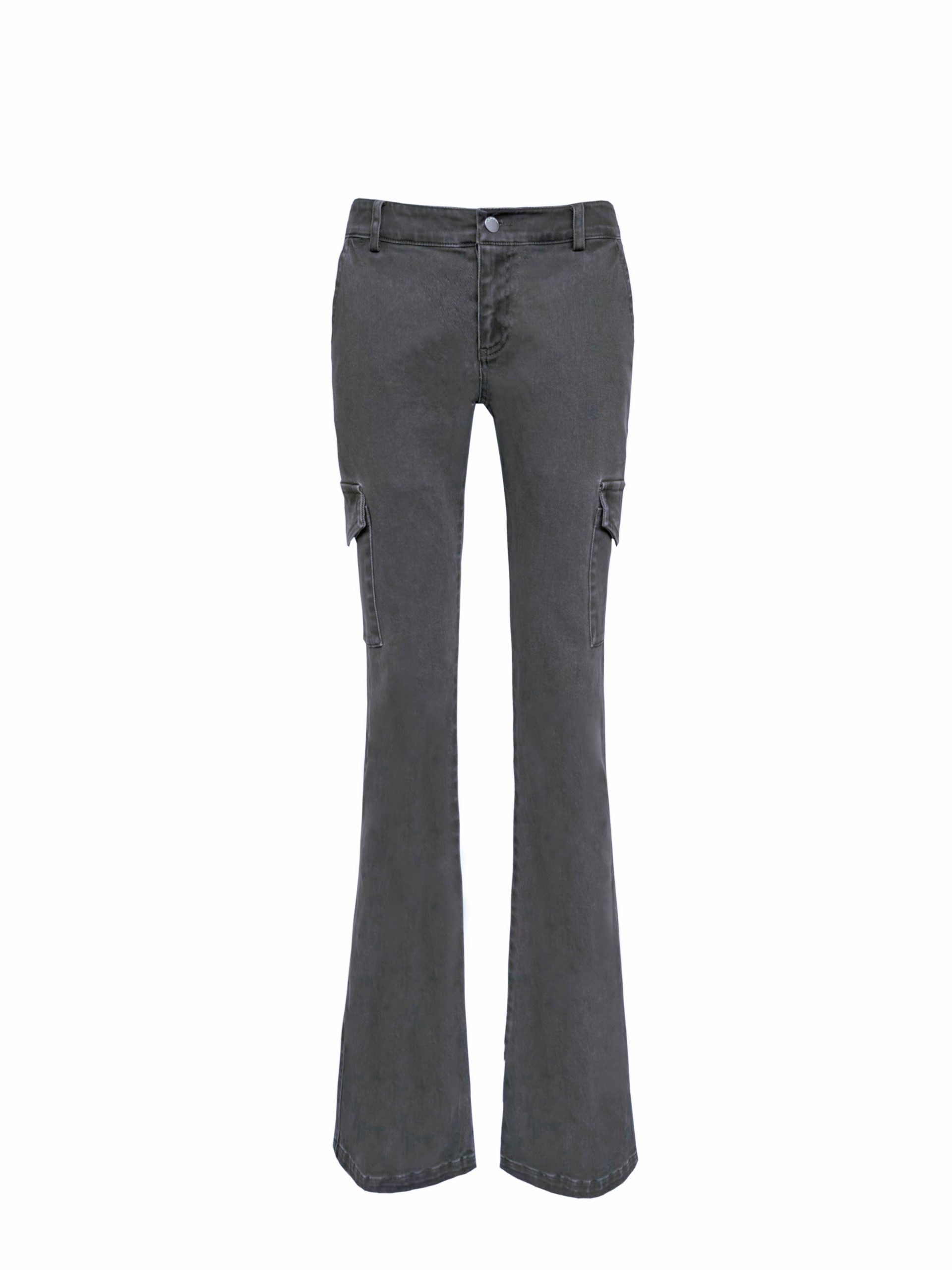 Vintage Low-Rise Washed Micro-Flare Cargo Pants - 90s Inspired Trendy Women's Fashion Bottoms Vintage Low-Rise Washed Micro-Flare Cargo Pants - 90s Inspired Trendy Women's Fashion Bottoms