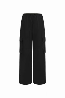 Vintage Low-Waist Multi-Pocket Two-Way Parachute Cargo Wide-Leg Pants - 90s Y2K Style