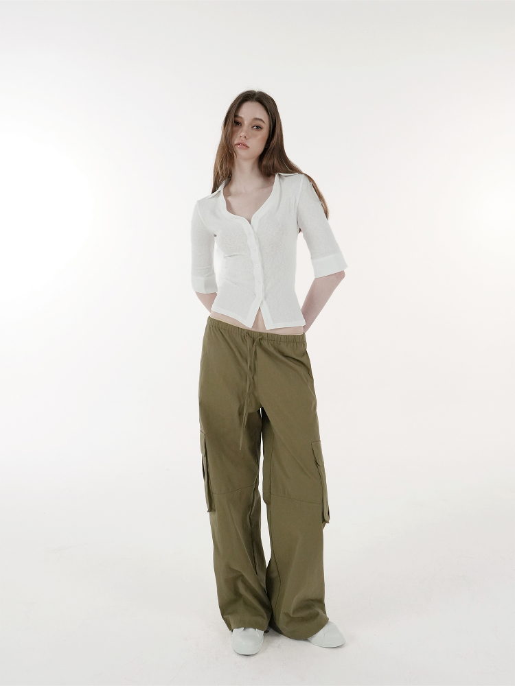 Vintage Low-Waist Multi-Pocket Two-Way Parachute Cargo Wide-Leg Pants - 90s Y2K Style Vintage Low-Waist Multi-Pocket Two-Way Parachute Cargo Wide-Leg Pants - 90s Y2K Style