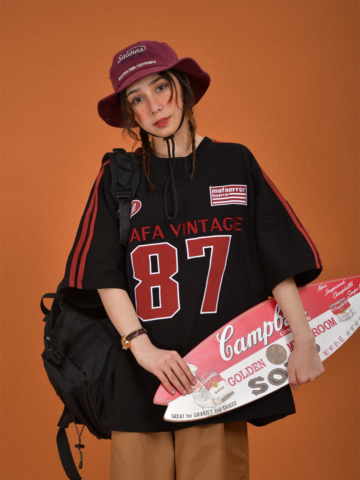 Vintage Motorcycle Graphic Short Sleeve T-Shirt for Women - Summer Loose Fit Couple Tee with Double Stripe Design, Trendy Style Vintage Motorcycle Graphic Short Sleeve T-Shirt for Women - Summer Loose Fit Couple Tee with Double Stripe Design, Trendy Style