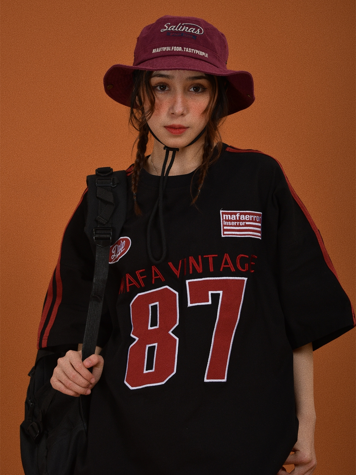 Vintage Motorcycle Graphic Short Sleeve T-Shirt for Women - Summer Loose Fit Double Stripe Trendy Y2K Style Vintage Motorcycle Graphic Short Sleeve T-Shirt for Women - Summer Loose Fit Double Stripe Trendy Y2K Style