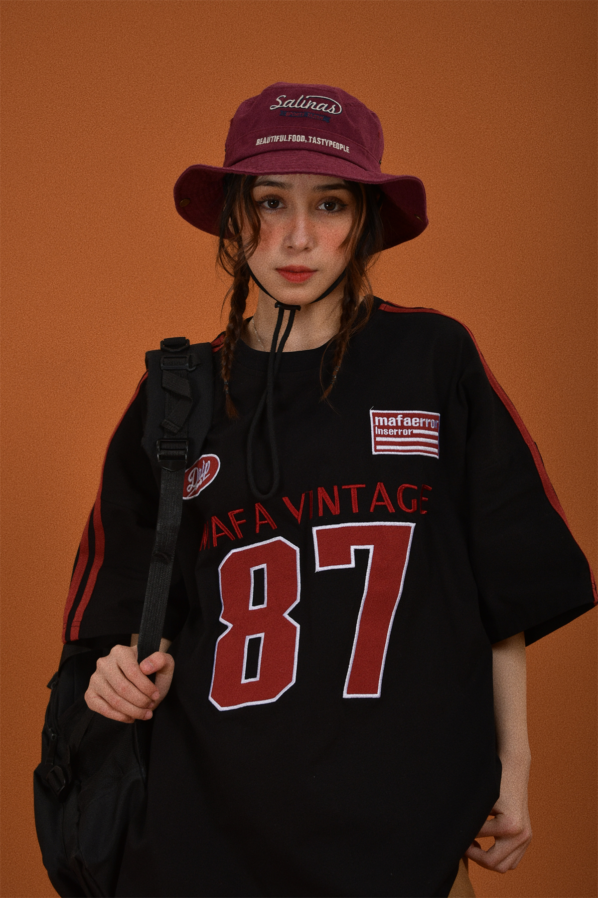 Vintage Motorcycle Graphic Short Sleeve T-Shirt for Women - Summer Loose Fit Double Stripe Trendy Y2K Style