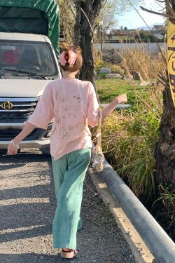 Vintage Mountain Breeze Retro Cotton Linen Casual Pants for Women - Summer Thin Loose High Waist Wide Leg Trousers