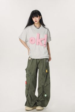 Vintage Multi-Pocket Embroidered Casual Work Pants for Men and Women - Loose Straight Cargo Style, American Retro Fashion