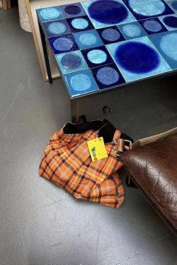 Vintage Plaid Orange Large Capacity Canvas Shoulder Bag - Versatile Commuter Tote for Fashion Lovers