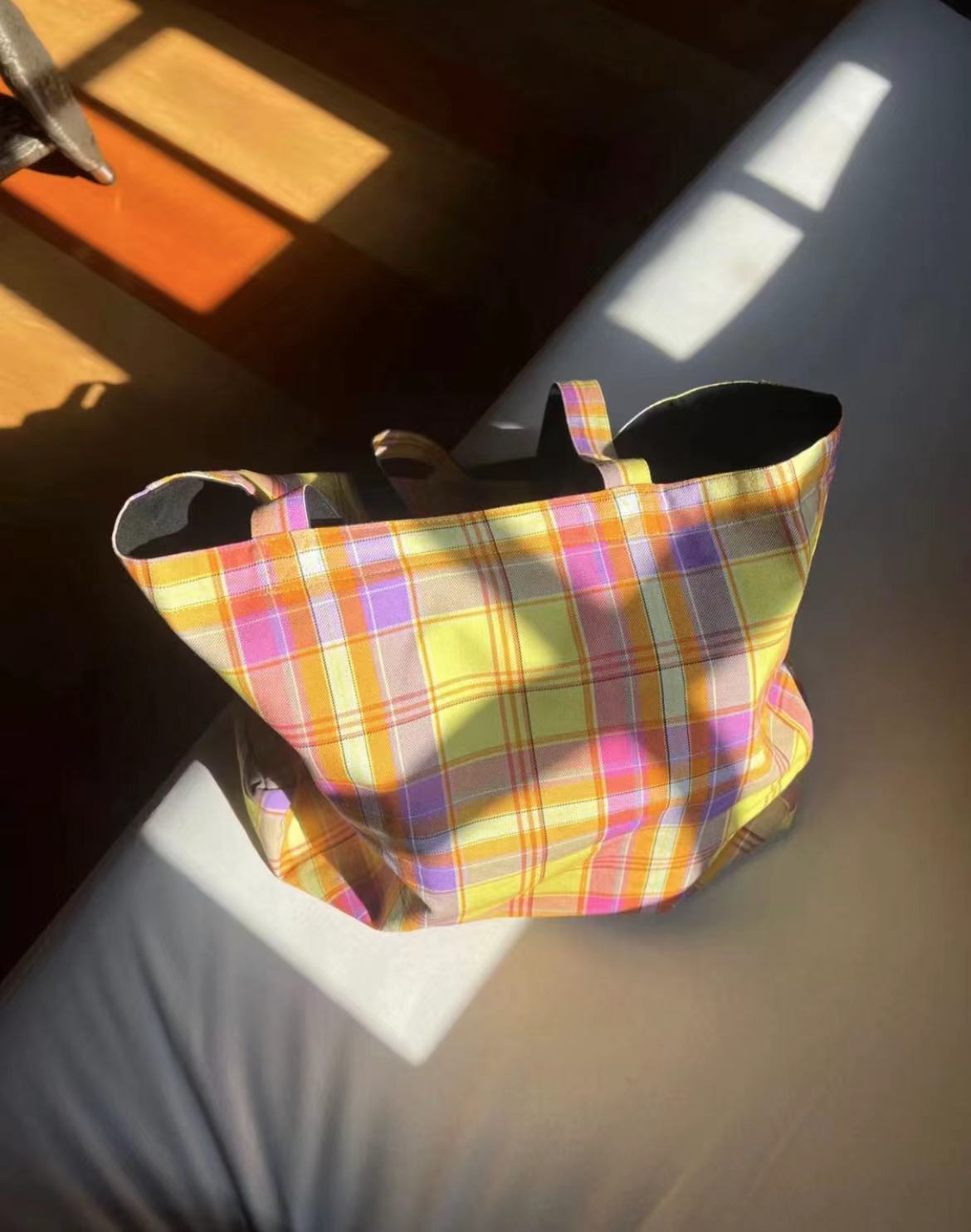 Vintage Plaid Orange Large Capacity Canvas Shoulder Bag - Versatile Commuter Tote for Fashion Lovers Vintage Plaid Orange Large Capacity Canvas Shoulder Bag - Versatile Commuter Tote for Fashion Lovers