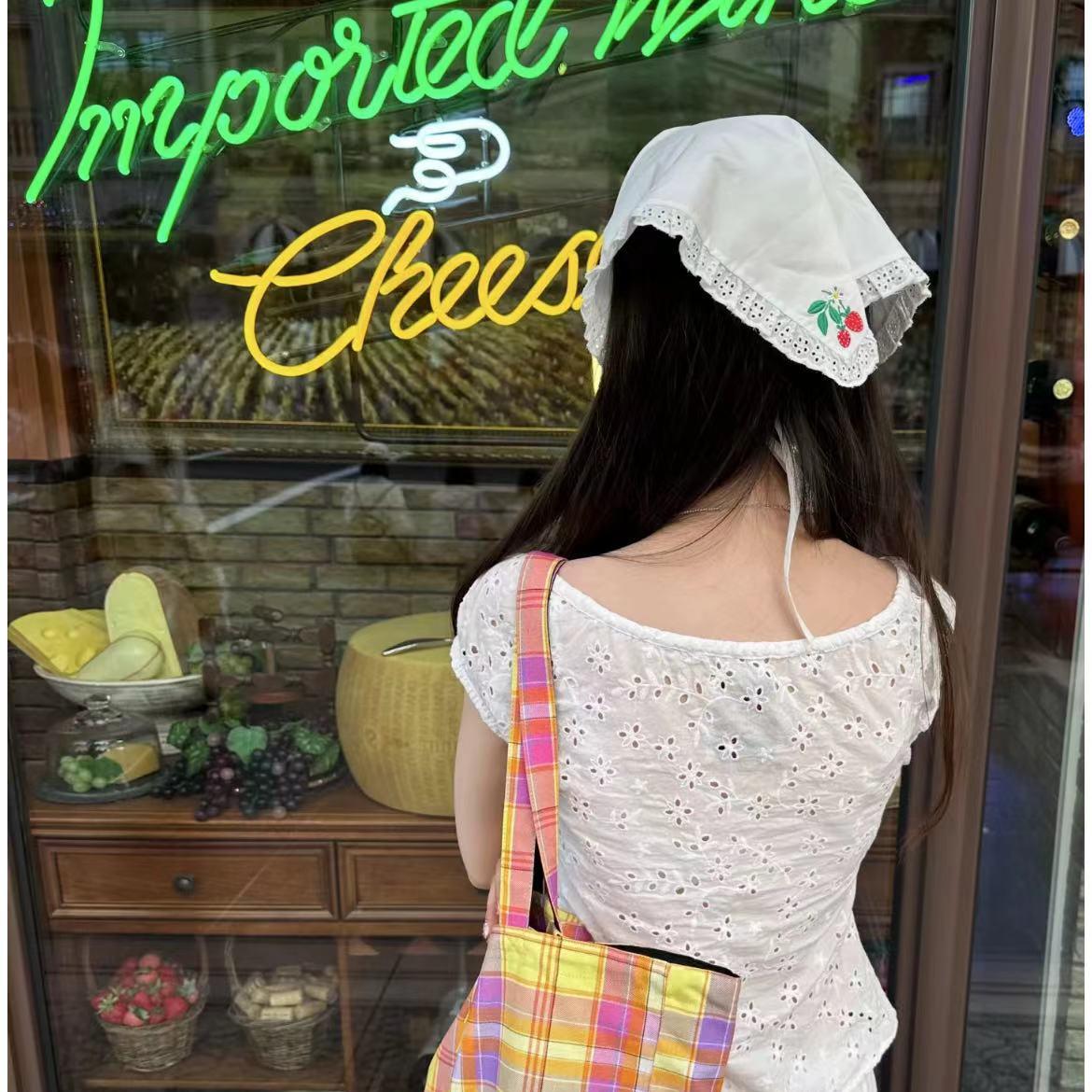 Vintage Plaid Orange Large Capacity Canvas Shoulder Bag - Versatile Commuter Tote for Fashion Lovers Vintage Plaid Orange Large Capacity Canvas Shoulder Bag - Versatile Commuter Tote for Fashion Lovers