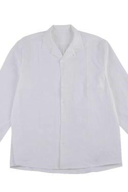 Vintage Pleated Cuban Collar Long Sleeve Shirt Jacket for Men and Women - Japanese Retro Loose Fit Spring Autumn Style