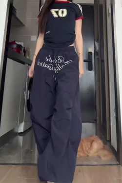 Vintage Pleated Curved Knife Work Pants for Women, Loose Wide-Leg Hip-Hop Street Style Casual Trousers, Y2K Fashion