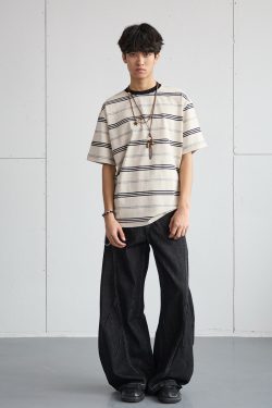 Vintage Pleated Deconstructed Denim Knife Jeans for Men - Baggy Wide-Leg Long Pants, Retro 90s Style, Non-Fading Fashion Statement