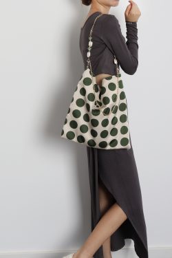 Vintage Polka Dot Rose Shoulder Bag for Women, High-Quality Faux Silk Tote, Chinese Style Niche Design