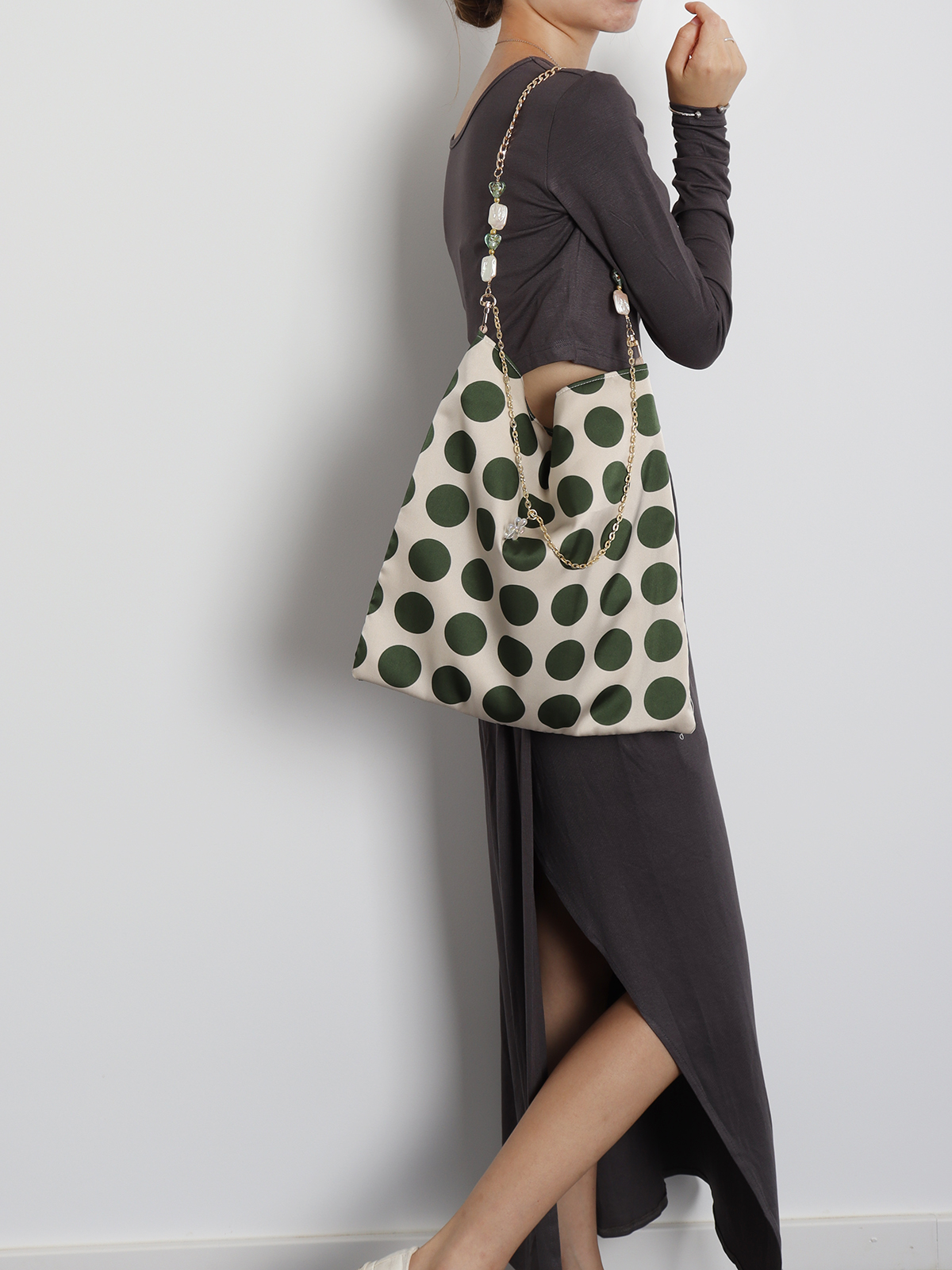 Vintage Polka Dot Rose Shoulder Bag for Women, High-Quality Faux Silk Tote, Chinese Style Niche Design Vintage Polka Dot Rose Shoulder Bag for Women, High-Quality Faux Silk Tote, Chinese Style Niche Design