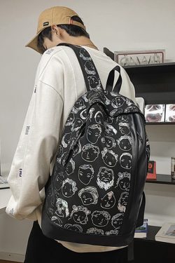 Vintage Print High Street Backpack for Students - Large Capacity Couple Backpack, Trendy College Style